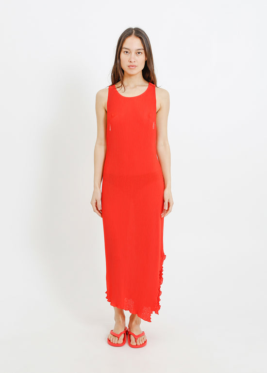 WILLOW PLEAT DRESS / RED