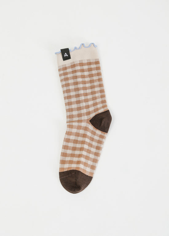 Loni Sock / Tan-Cream-Blue