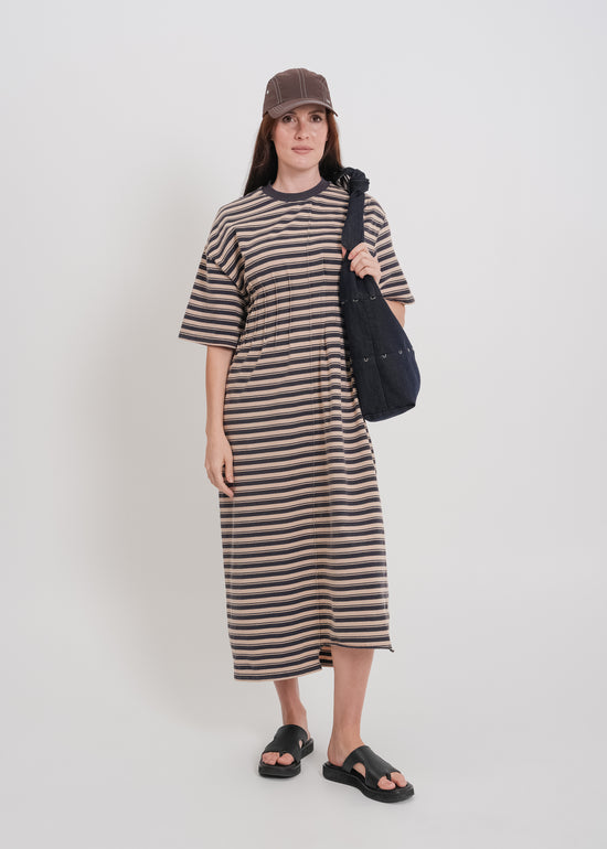 Mariette Tee Dress / Beige-Navy
