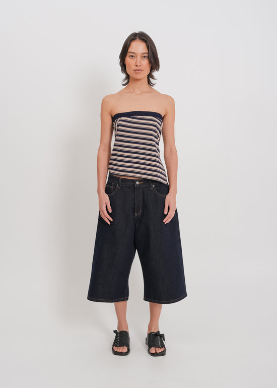 Amber Strapless Top / Beige-Navy