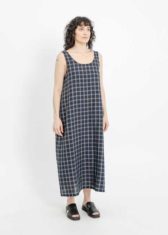 DION DRESS / BLACK-TEAL