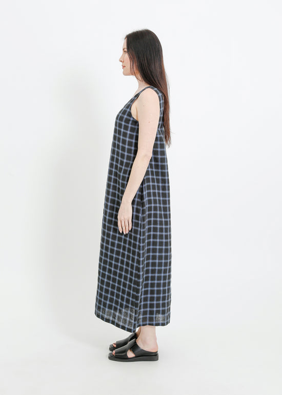 DION DRESS / BLACK-TEAL