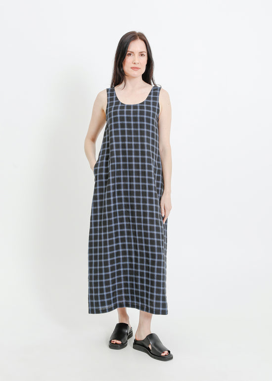 DION DRESS / BLACK-TEAL