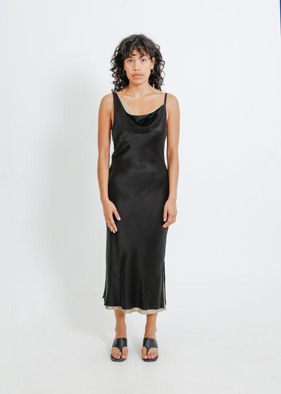 CARMY DRESS / BLACK-SAGE