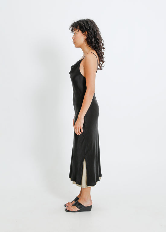 CARMY DRESS / BLACK-SAGE
