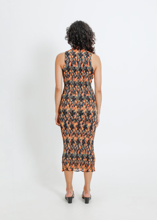 OLLIE PLEAT DRESS / TORTOISE