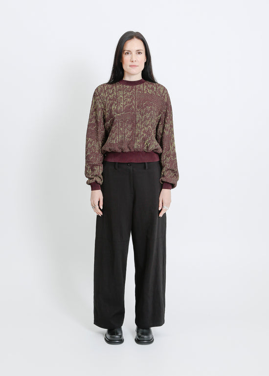 MONIQUE PLEAT SWEAT / CHARTREUSE-MAHOGANY