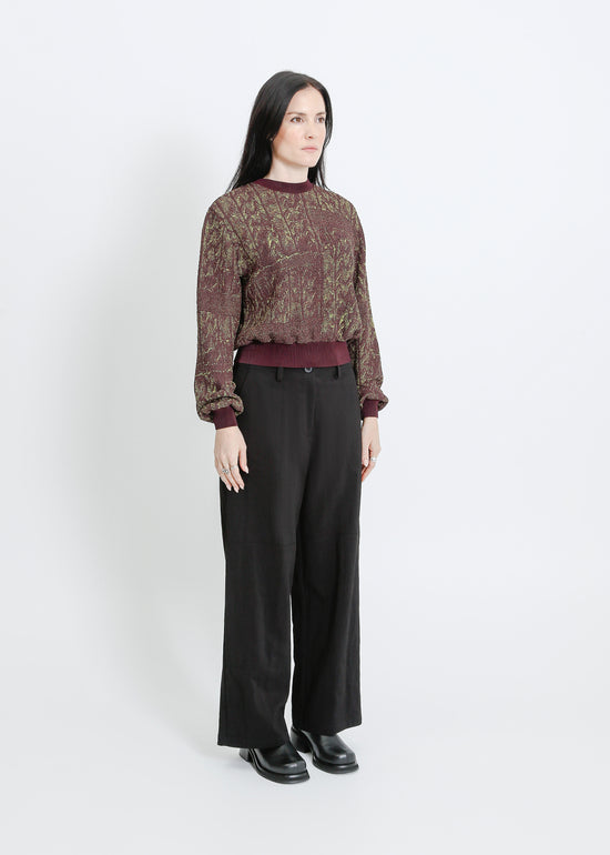 MONIQUE PLEAT SWEAT / CHARTREUSE-MAHOGANY