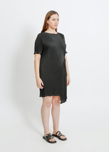 CHARLOTTE PLEAT DRESS / BLACK