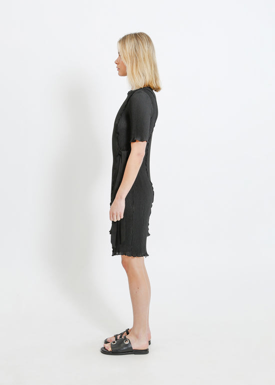 CHARLOTTE PLEAT DRESS / BLACK