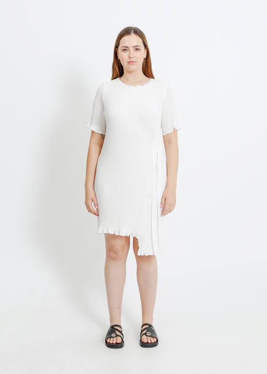 CHARLOTTE PLEAT DRESS / WHITE