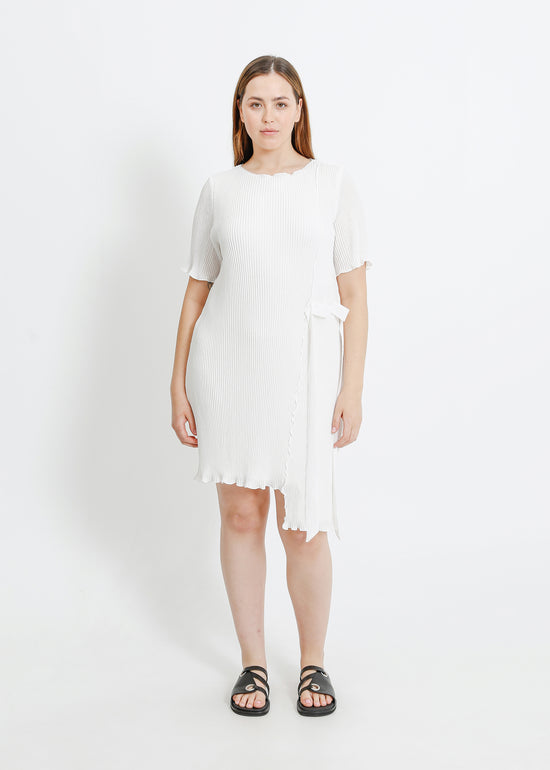 CHARLOTTE PLEAT DRESS / WHITE