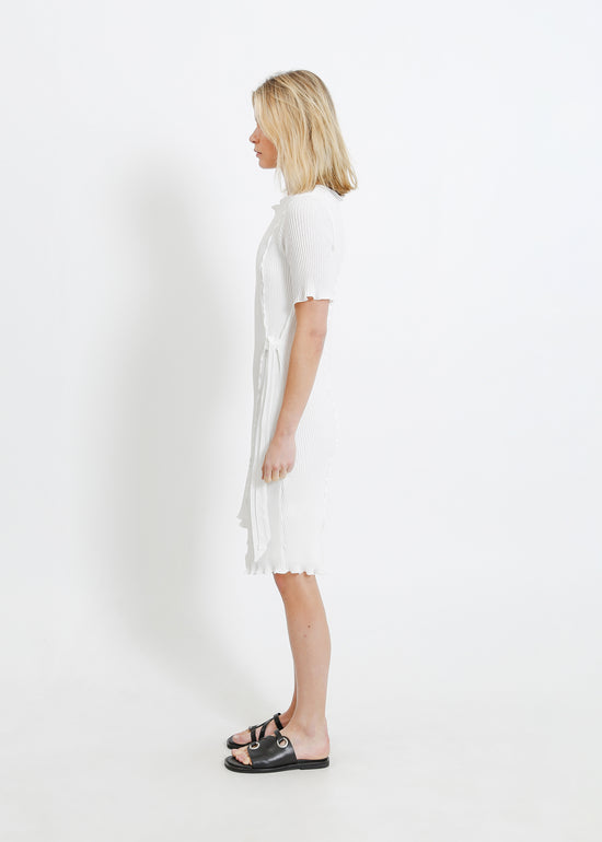 CHARLOTTE PLEAT DRESS / WHITE