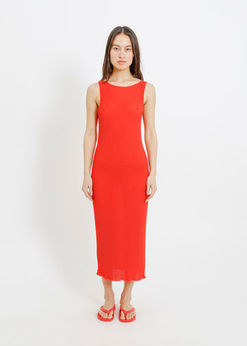 WILLOW PLEAT DRESS / RED