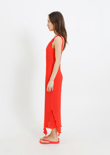 WILLOW PLEAT DRESS / RED