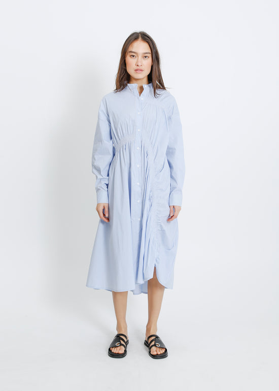 AXIS SHIRT DRESS / BLUE-WHITE