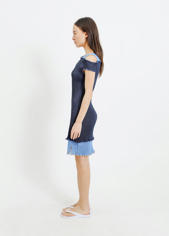 MALONE PLEAT DRESS / NAVY-BLUE
