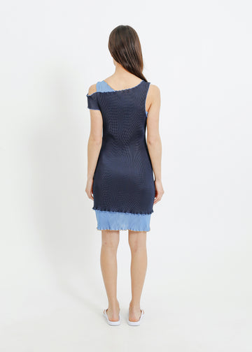 MALONE PLEAT DRESS / NAVY-BLUE