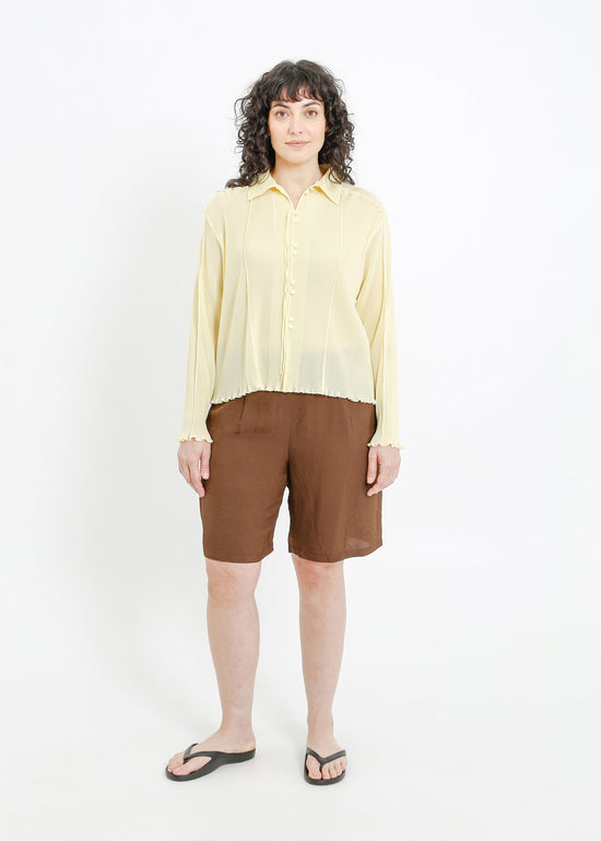 ORLANDO PLEAT SHIRT / PALE YELLOW