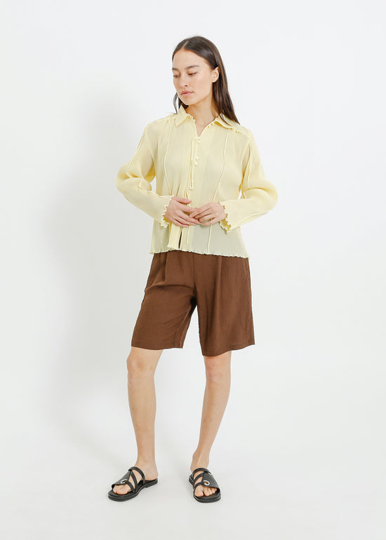 ORLANDO PLEAT SHIRT / PALE YELLOW