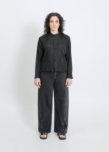 ORLANDO PLEAT SHIRT / BLACK