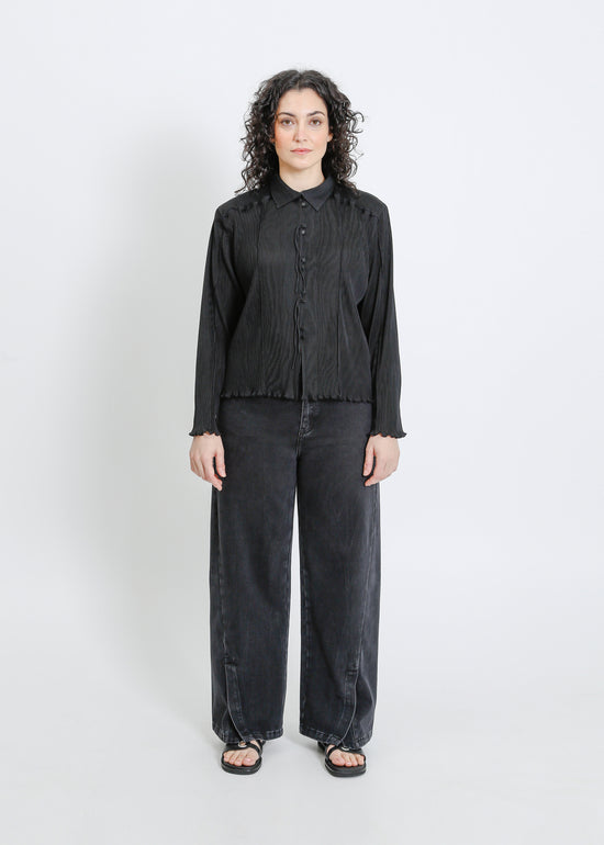 ORLANDO PLEAT SHIRT / BLACK