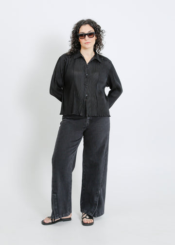 ORLANDO PLEAT SHIRT / BLACK