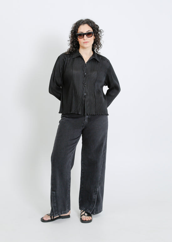 ORLANDO PLEAT SHIRT / BLACK