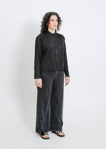 ORLANDO PLEAT SHIRT / BLACK