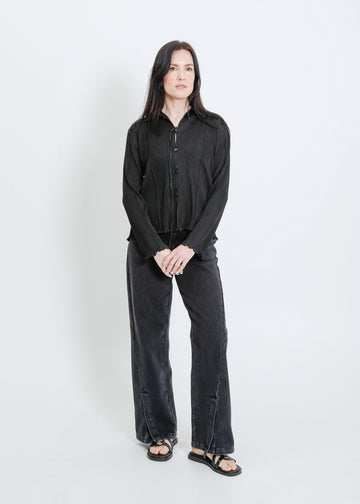 ORLANDO PLEAT SHIRT / BLACK