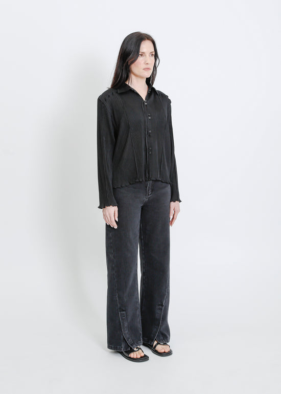 ORLANDO PLEAT SHIRT / BLACK