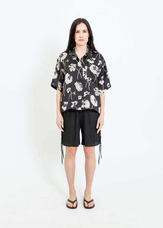 LOVE SHIRT / FRAGILE BLOOMS - BLACK-CREAM