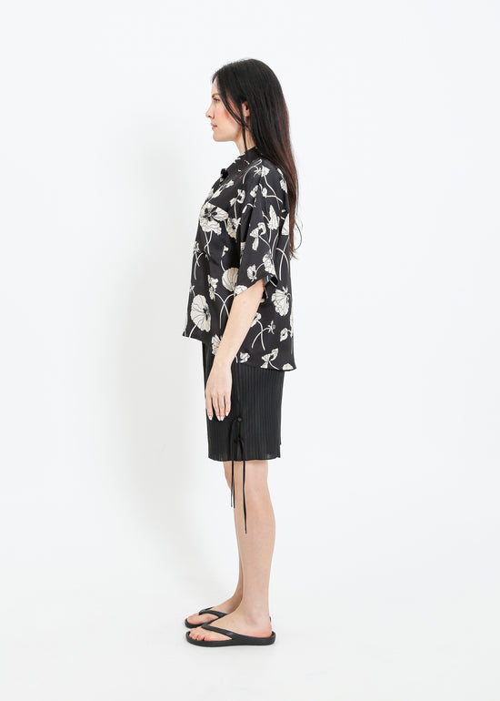 LOVE SHIRT / FRAGILE BLOOMS - BLACK-CREAM