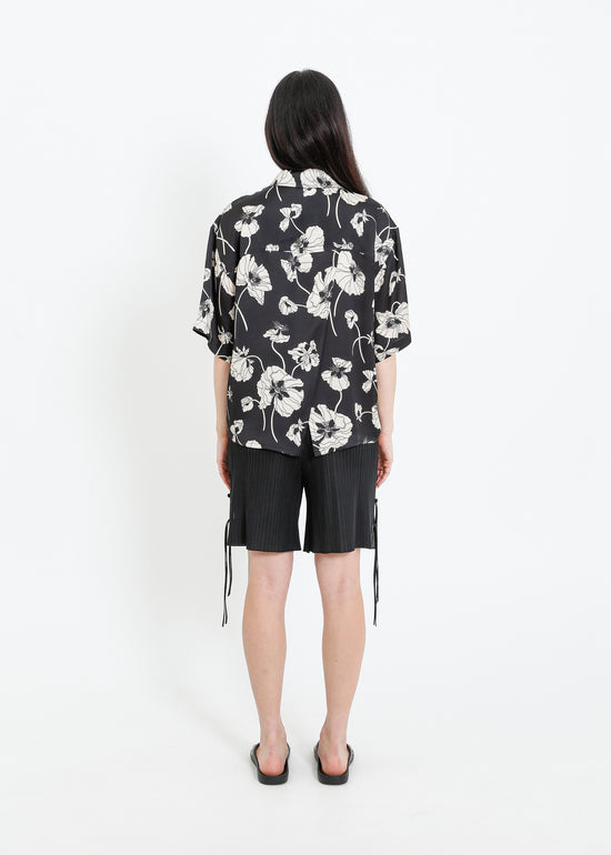 LOVE SHIRT / FRAGILE BLOOMS - BLACK-CREAM