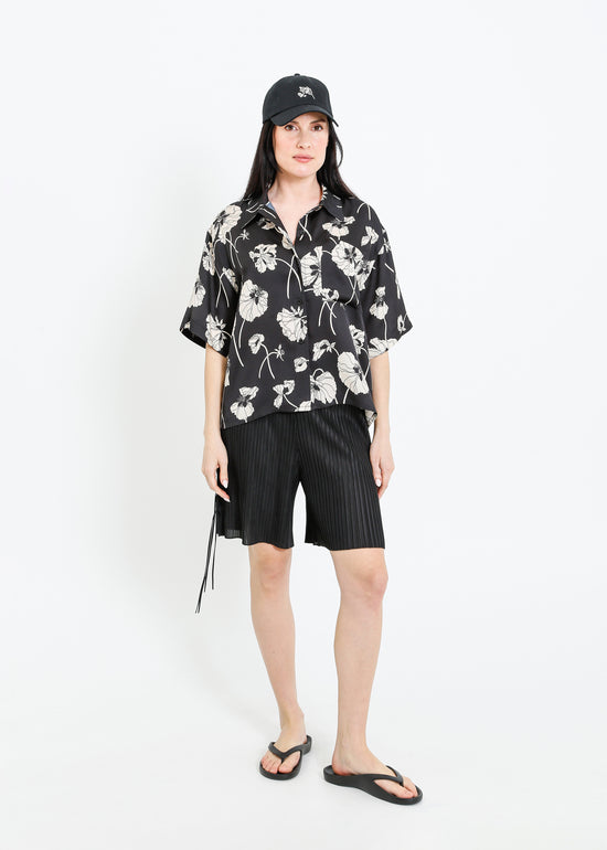 LOVE SHIRT / FRAGILE BLOOMS - BLACK-CREAM