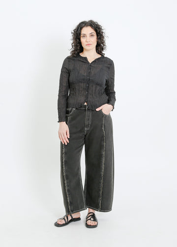 TANNER PLEAT CARDI / BLACK