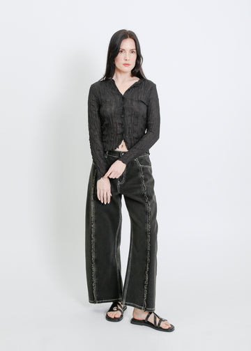 TANNER PLEAT CARDI / BLACK