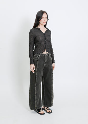 TANNER PLEAT CARDI / BLACK