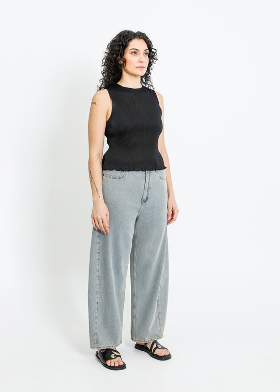 EMMA PLEAT TOP / BLACK