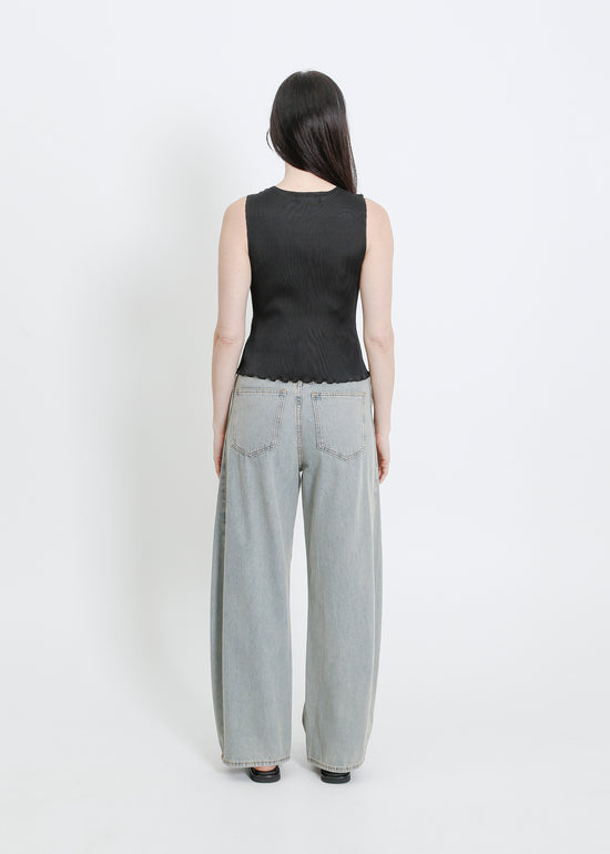 EMMA PLEAT TOP / BLACK