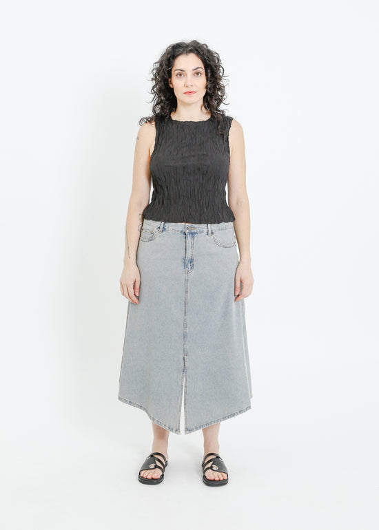 HUGH DENIM SKIRT / INDIGO BEIGE WASH