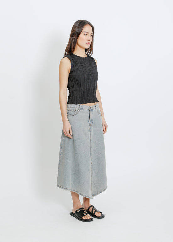 HUGH DENIM SKIRT / INDIGO BEIGE WASH