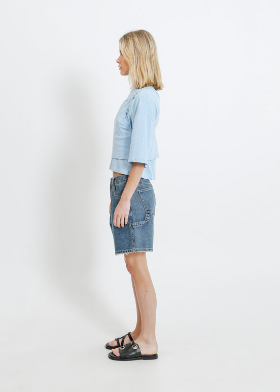 GARCIA DENIM SHORT / INDIGO GREEN WASH