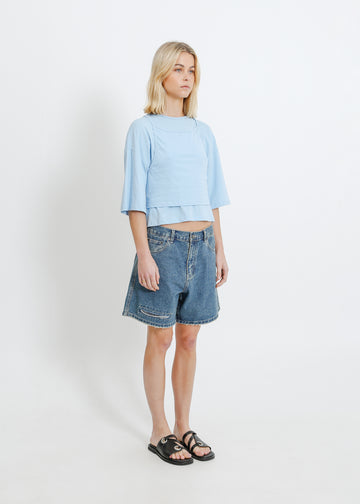 GARCIA DENIM SHORT / INDIGO GREEN WASH