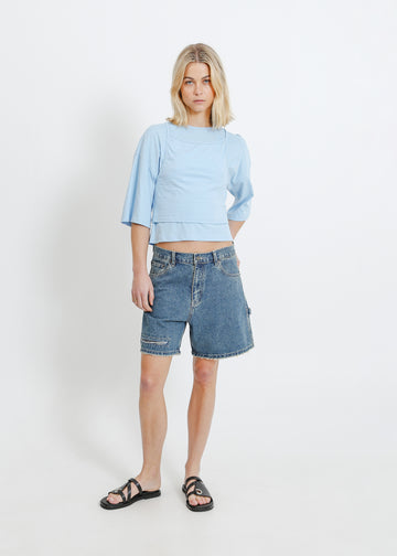 GARCIA DENIM SHORT / INDIGO GREEN WASH