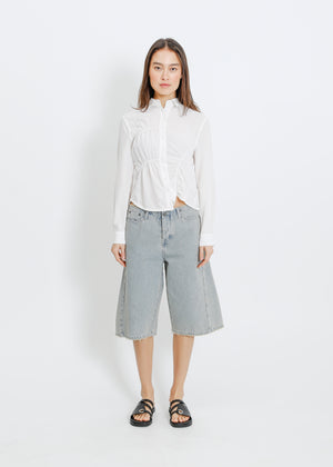 DARIO DENIM SHORT / INDIGO BEIGE WASH