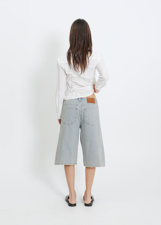 DARIO DENIM SHORT / INDIGO BEIGE WASH