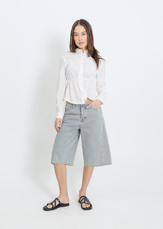 DARIO DENIM SHORT / INDIGO BEIGE WASH