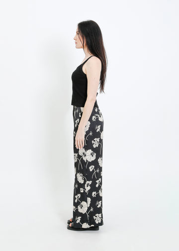 JACKSON PANT / FRAGILE BLOOMS - BLACK-CREAM