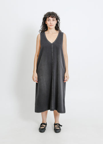 ELENA DENIM PINAFORE / WASHED BLACK